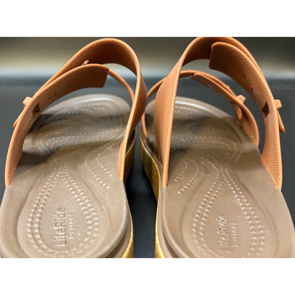 Crocs Brooklyn Cork Strappy Buckle Literide Beach VacayBrown/Rust Women's Size 8 - Picture 7 of 9